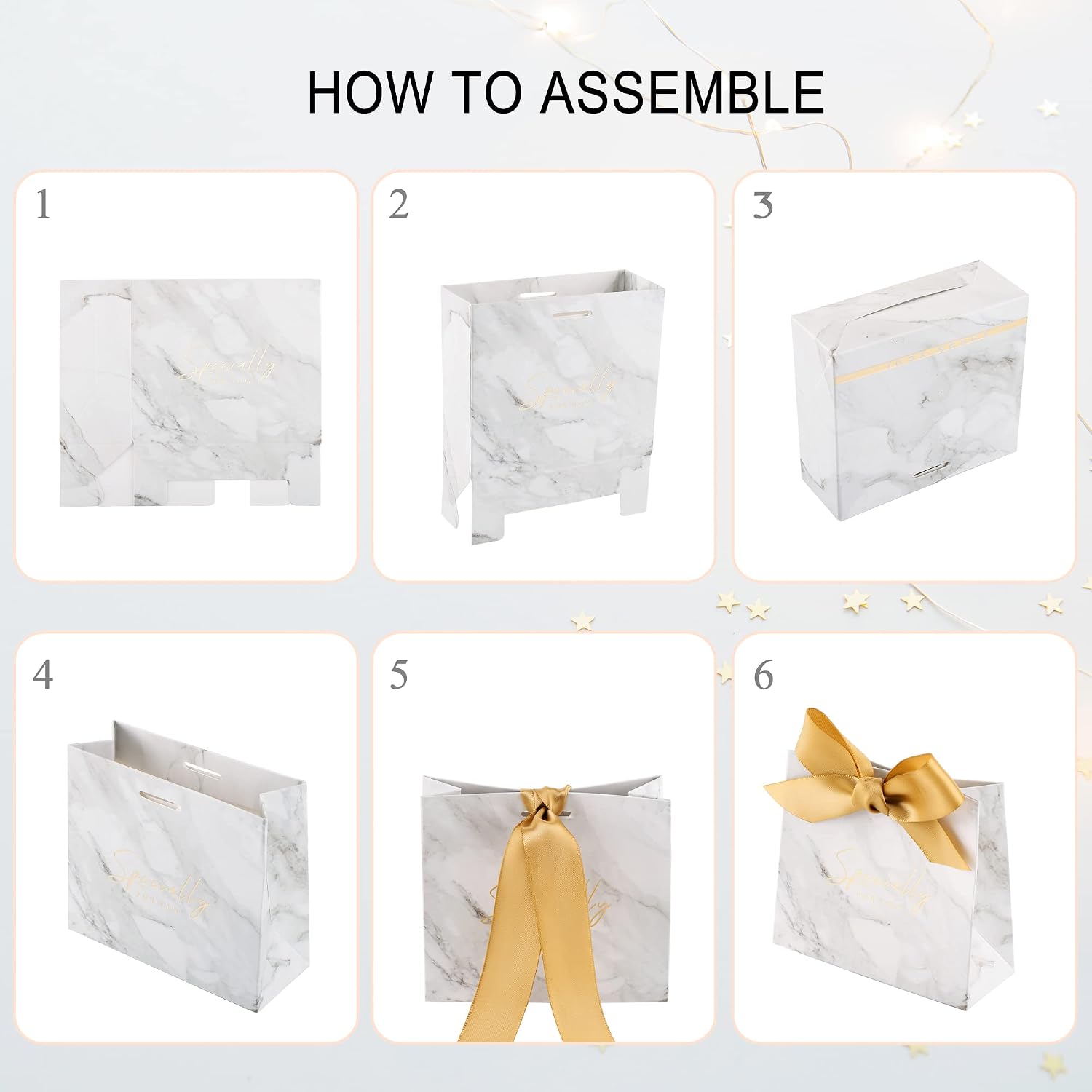 50 Pcs Wedding Party Favor Boxes, Small Thank You Gift Bags Candy Boxes with Gold Bow Ribbon Wedding Bridal Shower