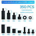 350PCS M2.5 Black Male Female Nylon Hex Spacer Standoff Screw Nut Set Assortment Kit (Black) for PCB Motherboard Circuit Board, Raspberry Pi and Hats
