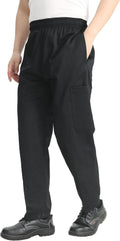 Men's Baggy Chef Pants Black Cargo Pants for Men Chef Server Work Pants for Kitchen & Restaurant - Drawstring Waist