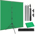 2-in-1 Green Backdrop Stand Kit, I-Frame Design - 8'(H) x 5'(W) Portable Photography Background Stand with 6.5 'x 5'