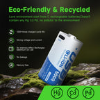 8 Pack 5000mWh Rechargeable Lithium C Batteries, with USB-C Cable