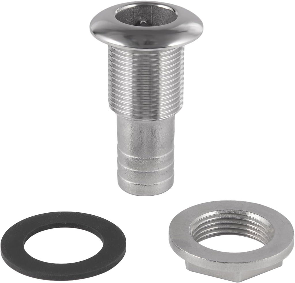 316 Stainless Steel Boat Thru-Hull Fitting Drain for 3/4" I.D. hose