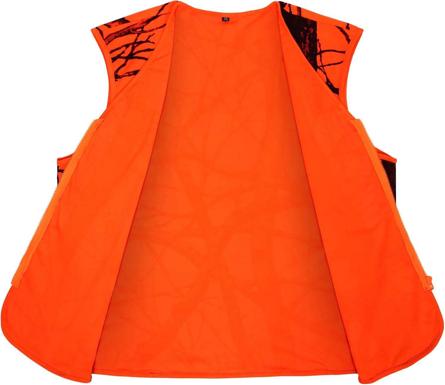 Blaze Orange Camo Hunting Vest, Lightweight, Zipper Closure