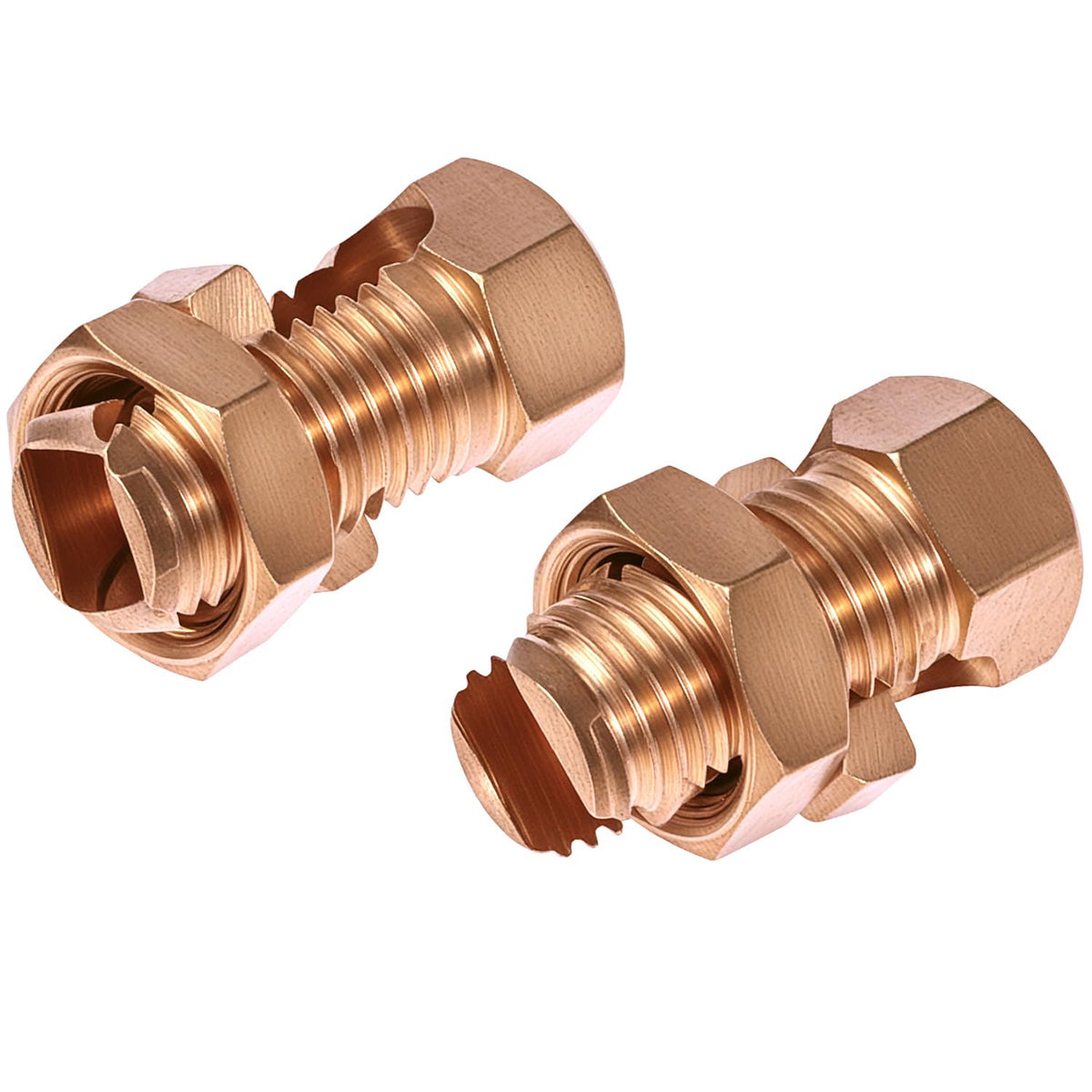 QWORK Grounding Split Bolt Connector, 6 Pack 6-10 AWG Solid Copper Ground Wire Clamp, High Conductive Copper