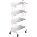 4-Tier Rolling Utility Cart with Hanging Bucket, White