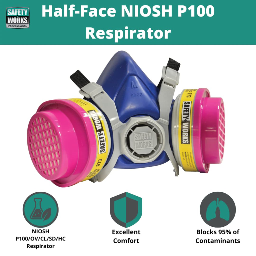 SWX00320 Multi-Purpose Respirator Half-Mask Niosh Ov/AG/P100, Grey/Blue