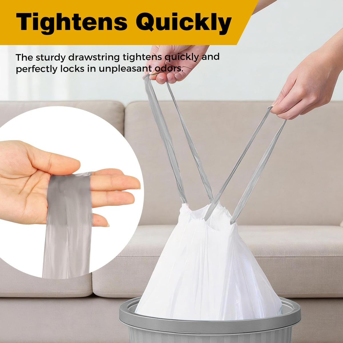 8 Gallon Trash Bags with Drawstring, 500 Count