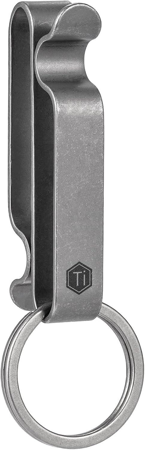 KM00 Titanium Belt Loop Keychain Clip | Double Side Quick Release Key Holder with Detachable Key Ring