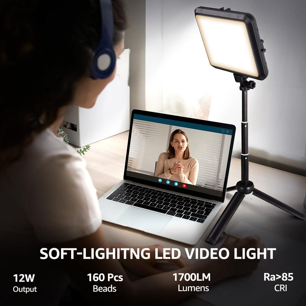 LED Photography Lighting Kit, 2-Pack 8” Portable Video Light with 29" Adjustable Tripod Stand, 2800K-6500K Dimmable