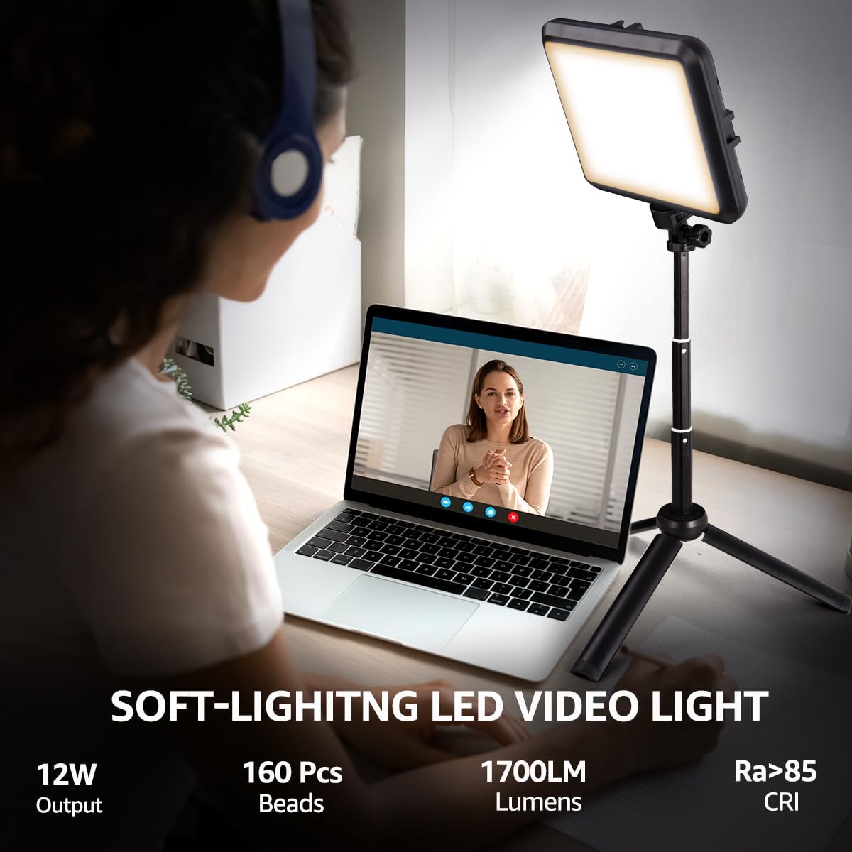 LED Photography Lighting Kit, 2-Pack 8” Portable Video Light with 29" Adjustable Tripod Stand, 2800K-6500K Dimmable