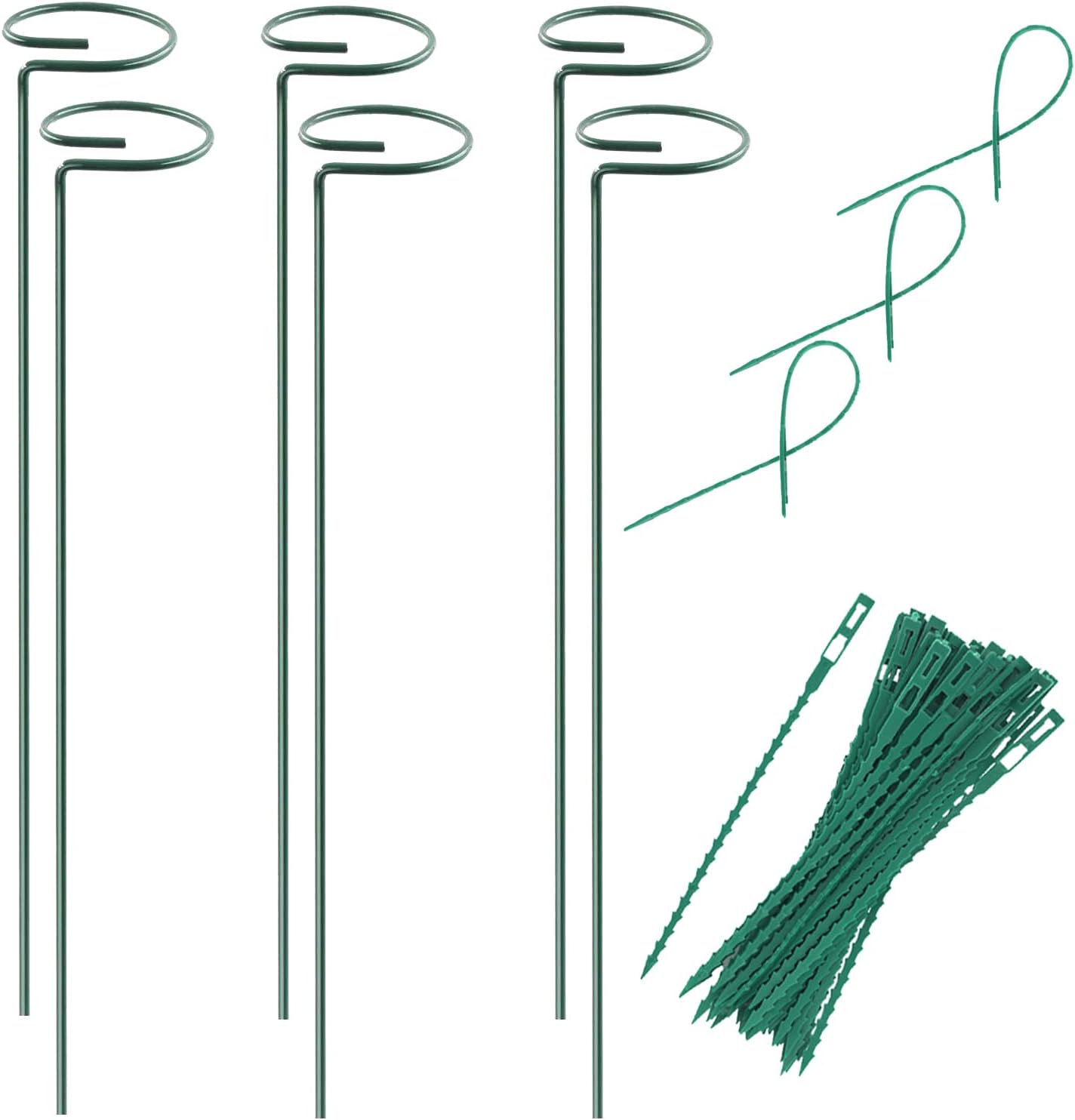 Plant Stake Support - 6 Pack, Garden Single Stem Support Stake Plant Cage Support Rings, Single Stem Plant Support
