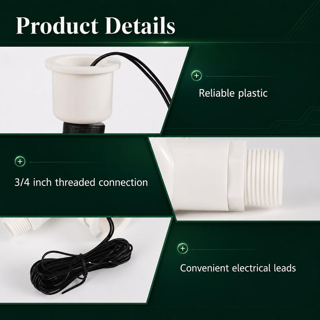 12 Pcs SS2 L-Shape AC Float Switches, 3/4" Adapter, 6ft Wire for HVAC
