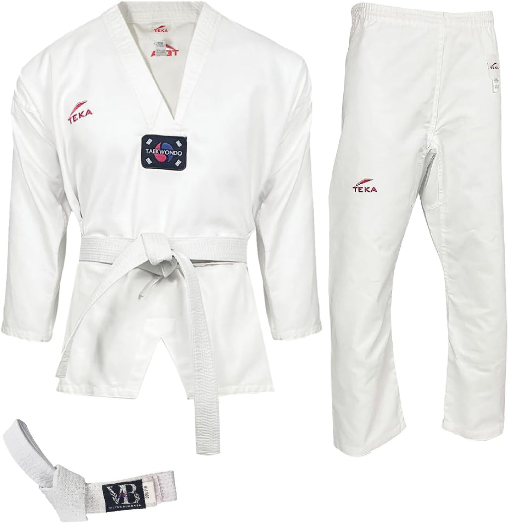 TKD Taekwondo Dobok Gi Kimono with Belt 8 oz Dojo Uniform Sizes 00-6