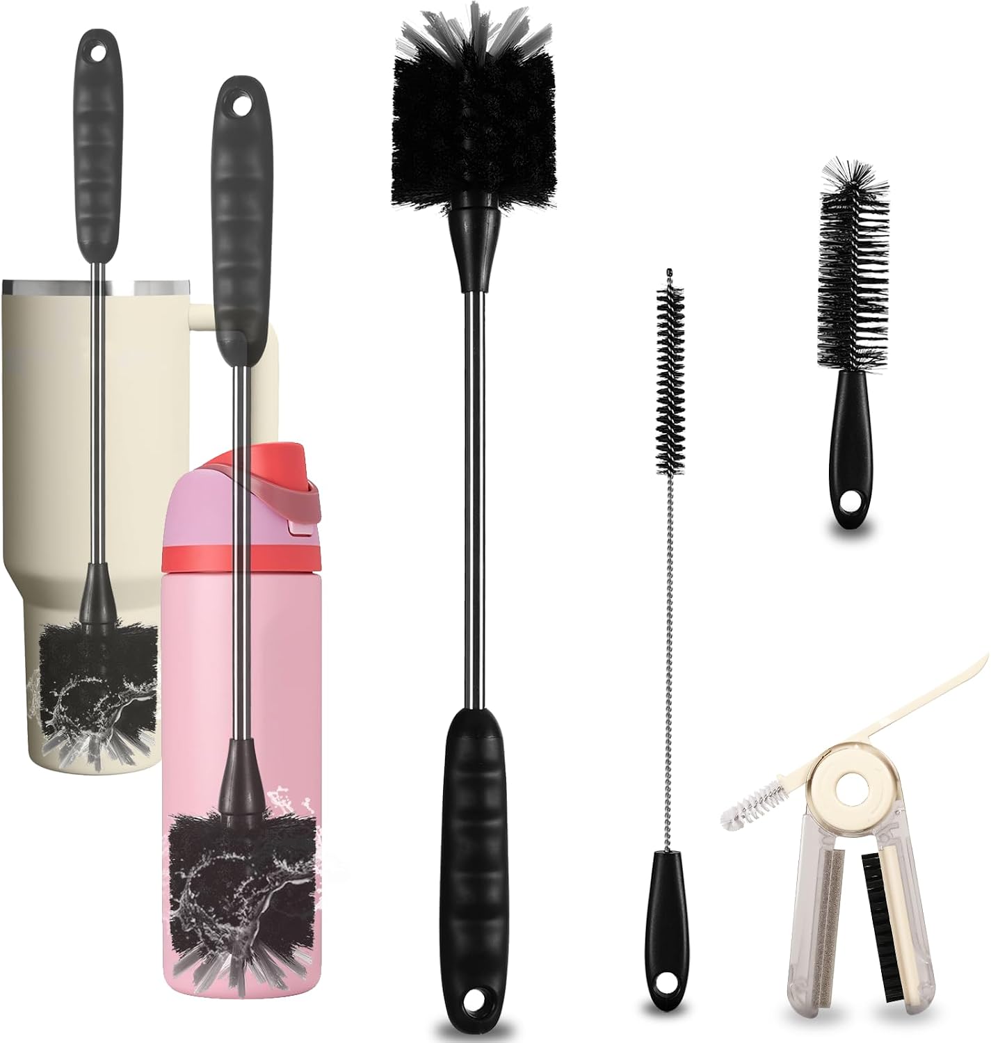15 Inch Bottle Brush Set - 4 Pack Extra Long Handle Bottle Brush Cleaner