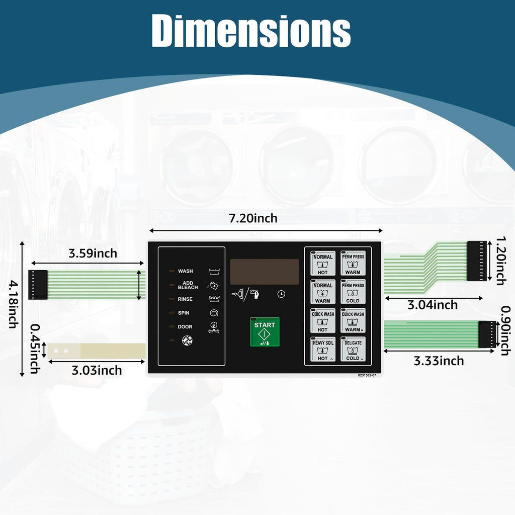 F0231582-03P for Speed Queen Washer Membrane Switch Keypad Replacement