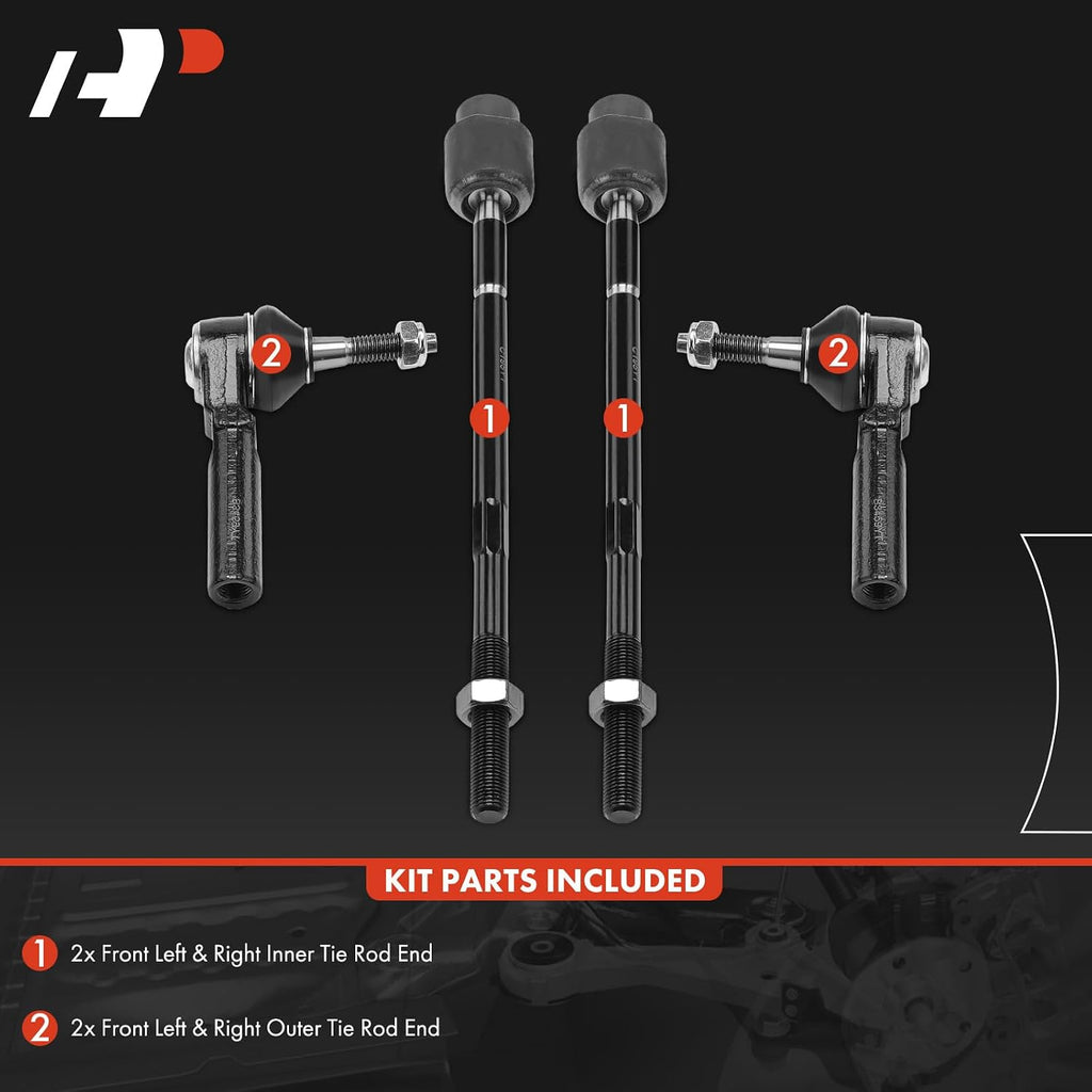 A-Premium Front Inner & Outer Tie Rod End Kit, Compatible with Chevrolet