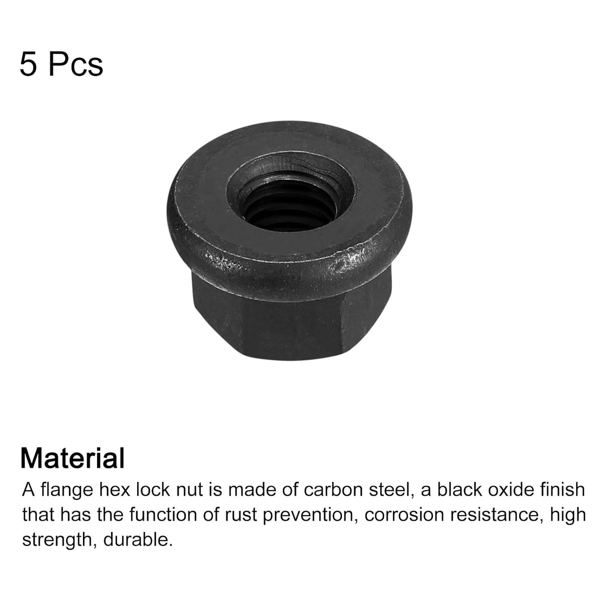 uxcell 5pcs M8 Flange Hex Nuts, Grade 10.9 Carbon Steel Black Oxide