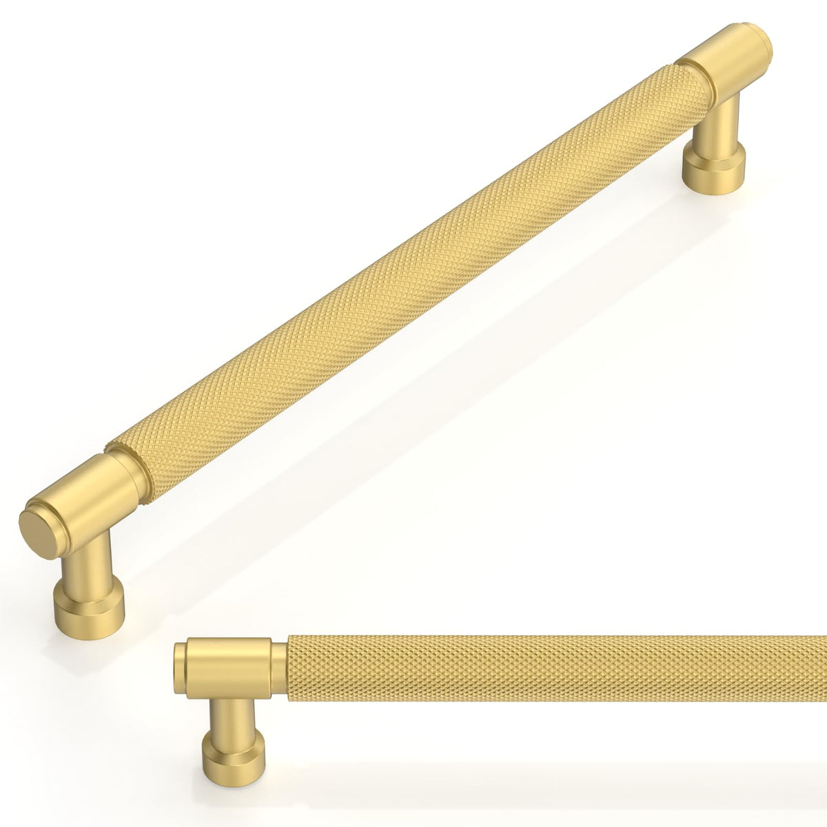 10 Pack Brushed Gold Knurled Cabinet Pulls 8 Inch(203mm) Kitchen Cabinet Handles Cabinet Hardware for Drawer Pulls