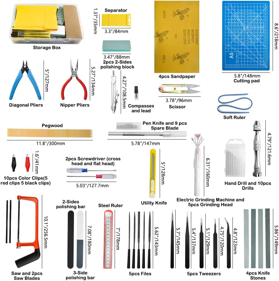 85 PCS Model Tools Kit Hobby Building Tool Craft Set Modeler Basic DIY Tools for Cars, Airplanes, Buildings, Robots