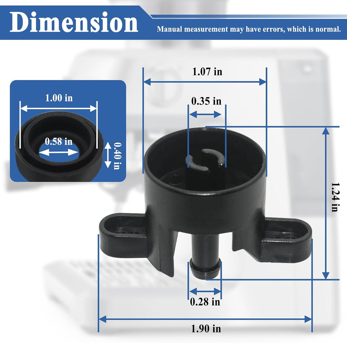 2 Pack Espresso Machine Water Tank Inlet Connection Kit with Gaskets