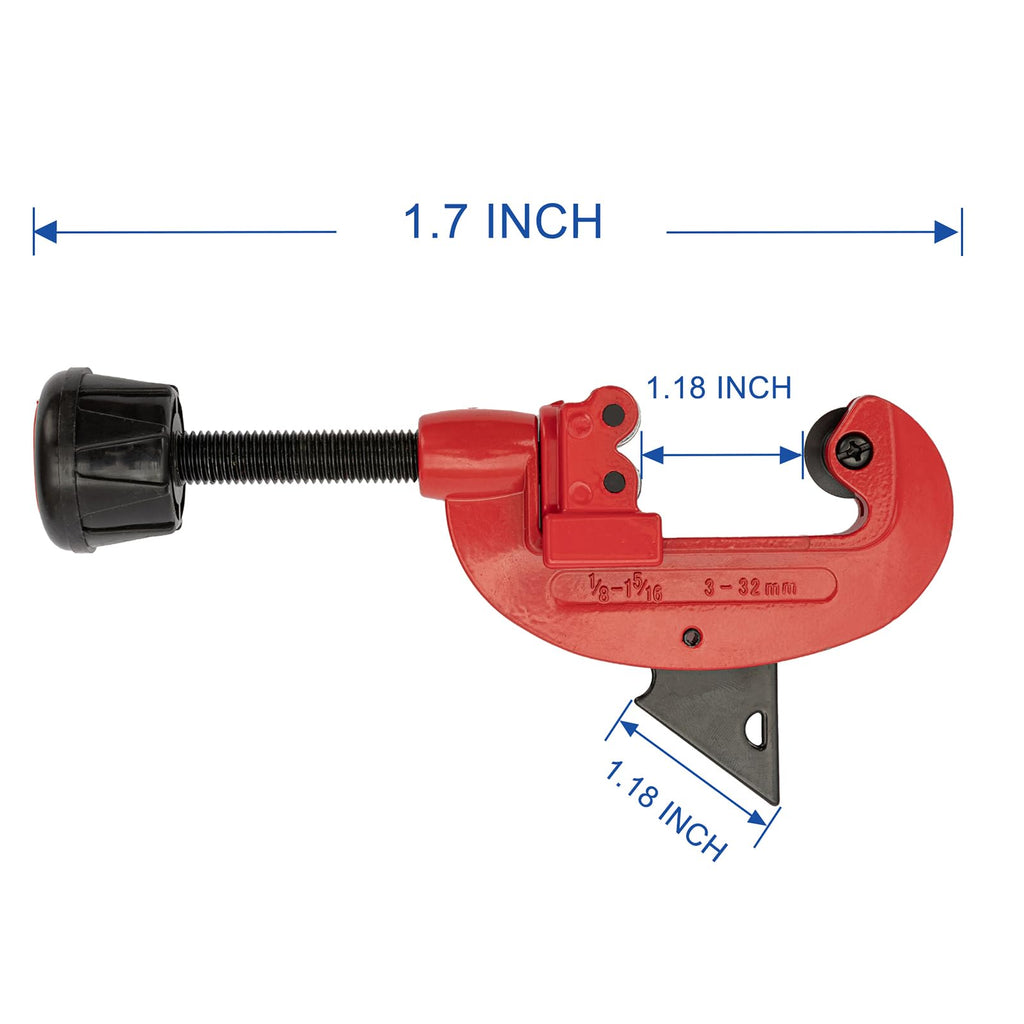 Aoerzn Premium Tubing Cutter 1/8"-1-1/4", With Reamer & Replacement Wheel