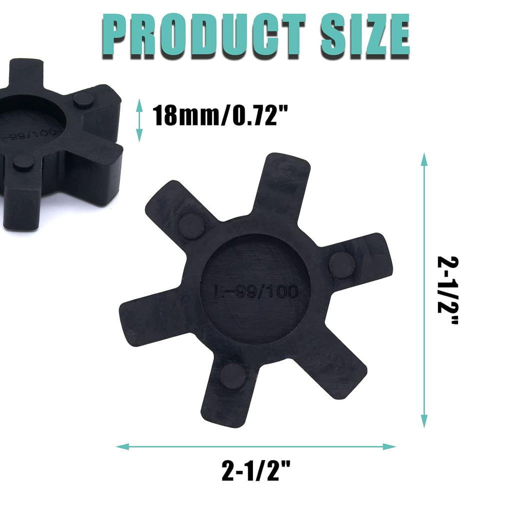 Flexible L100 NBR Rubber Spider Insert Solid Spider Center Inserts Fits for Lovejoy Martin L-Jaw Coupling (4 Pack)