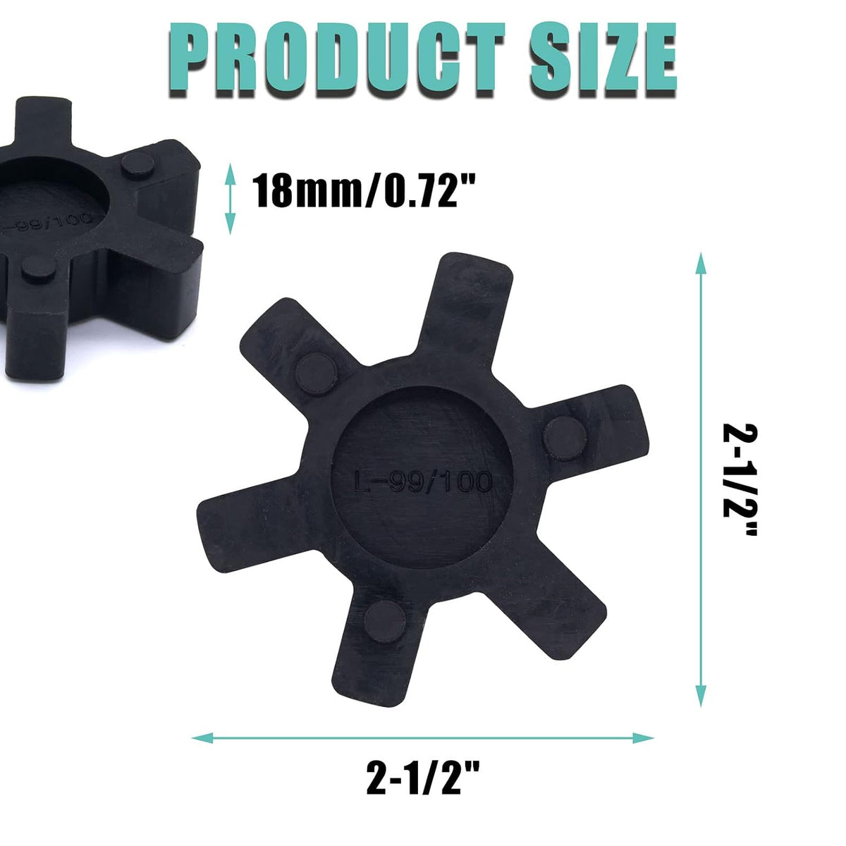 Flexible L100 NBR Rubber Spider Insert Solid Spider Center Inserts Fits for Lovejoy Martin L-Jaw Coupling (4 Pack)