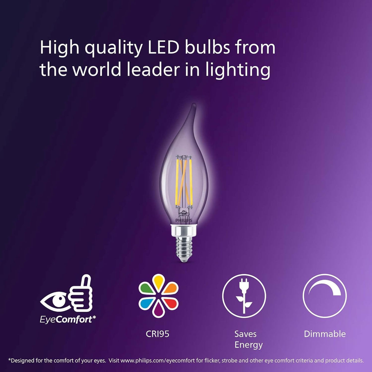 BA11 E12 Chandelier Bulbs, 3-Pack