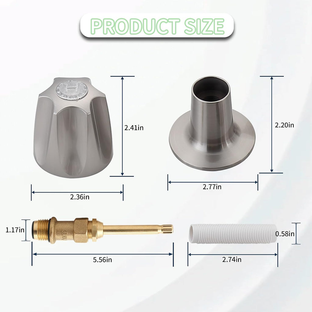 39619 Bathtub Shower Handle Remodel/Rebuild Trim Kit, Shower Knob 3 Piece for Price Pfister Verve Faucets, Includes 12H-2H, 12H-2C, 12H-18D Stems and Tubs knob Handle and Flange Base (Brushed Nickel)