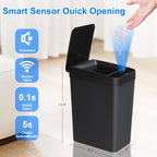 Bathroom Touchless Trash Can 2.2 Gallon Smart Automatic Motion Sensor Rubbish Can with Lid Electric Narrow Small