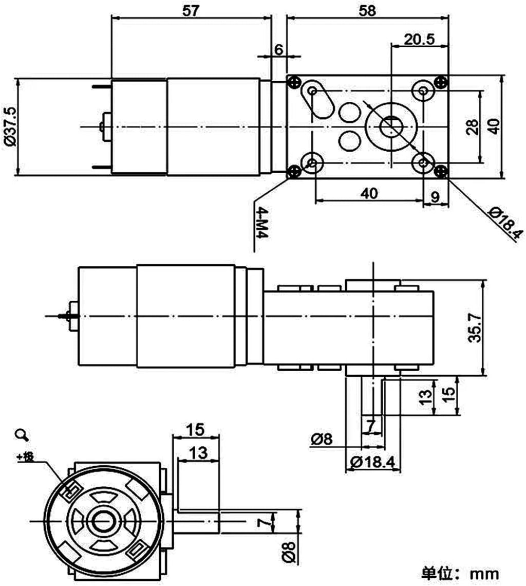 Right Angle Worm Gear Reducer DC Motor 555 High Torque Gate Grill Lift