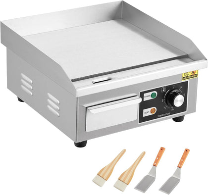 Commercial Electric Griddle, Countertop Flat Top Grill, Stainless Steel Restaurant Teppanyaki Grill for Pancake Bacon