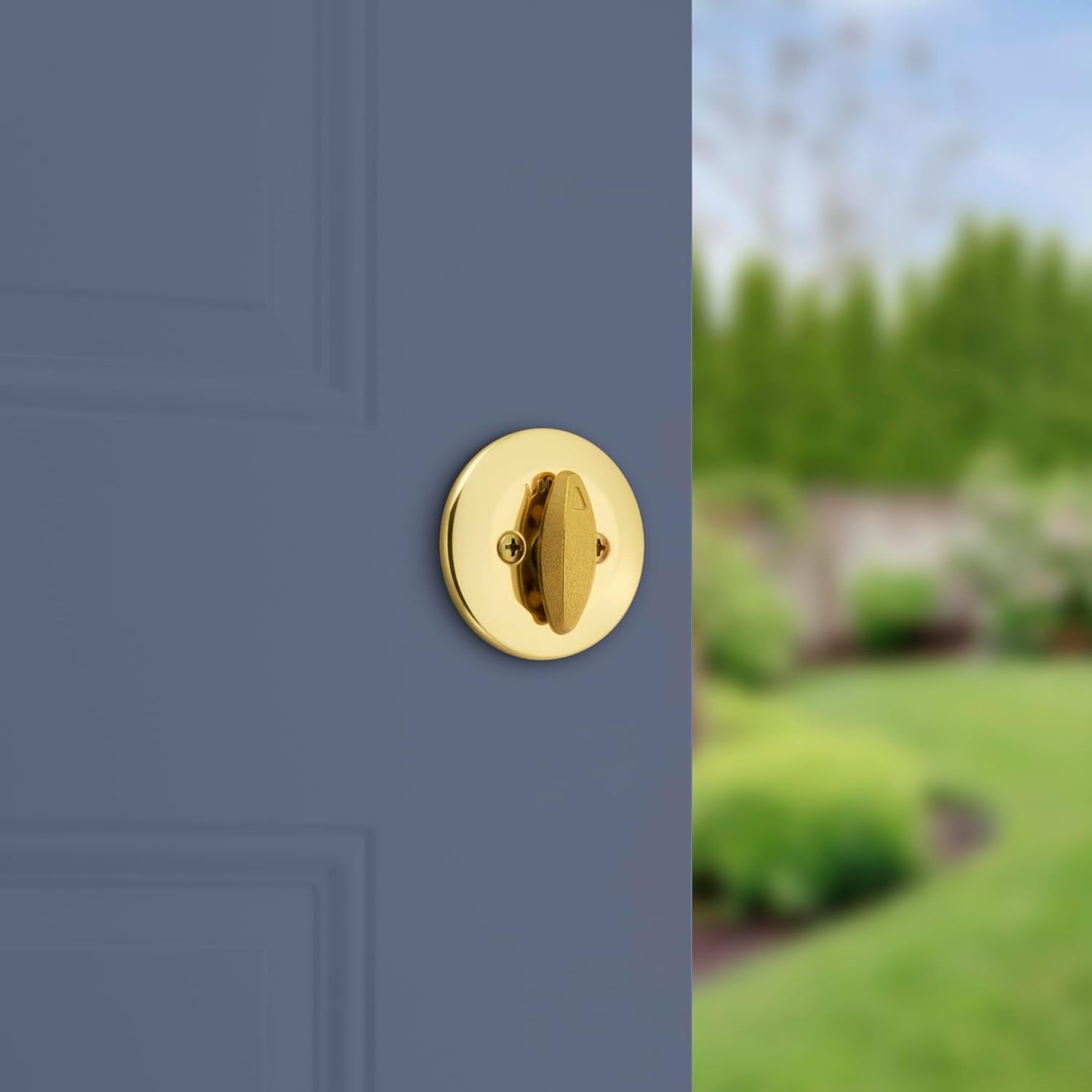 660 Deadbolt Lock, Polished Brass Round Exterior Keyed Front Entry Door, Single Cylinder Dead Bolt