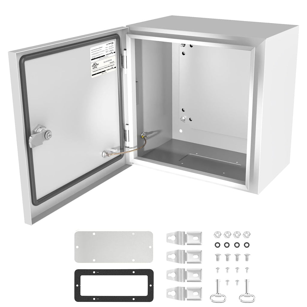 Electrical Junction Box, 12"x10"x8" NEMA Steel Enclosure P66 Waterproof & Dustproof Outdoor/Indoor Electrical Project Box with Mounting Plate
