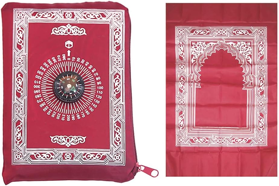 Islamic Prayer Mat,Muslim Prayer Carpet,with Compass Pocket Sized Carry Bag,1 Pieces Muslim Travel Prayer Mat and