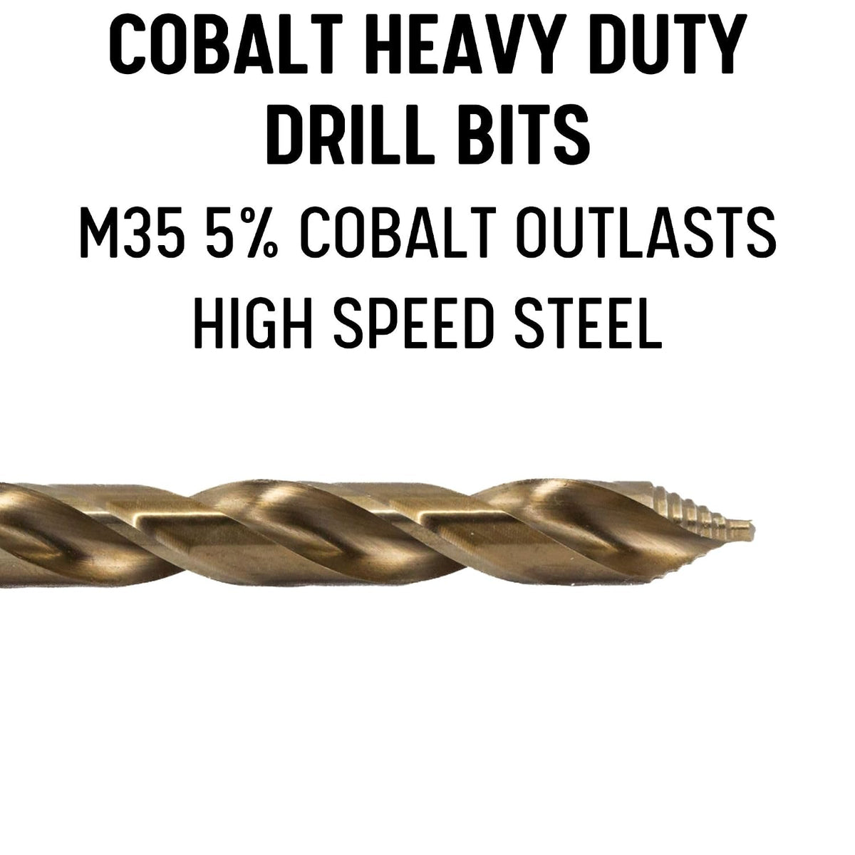 Drill America 5 Piece Cobalt Stepped Point Drill Bit Set with Quick Change Hex Shank