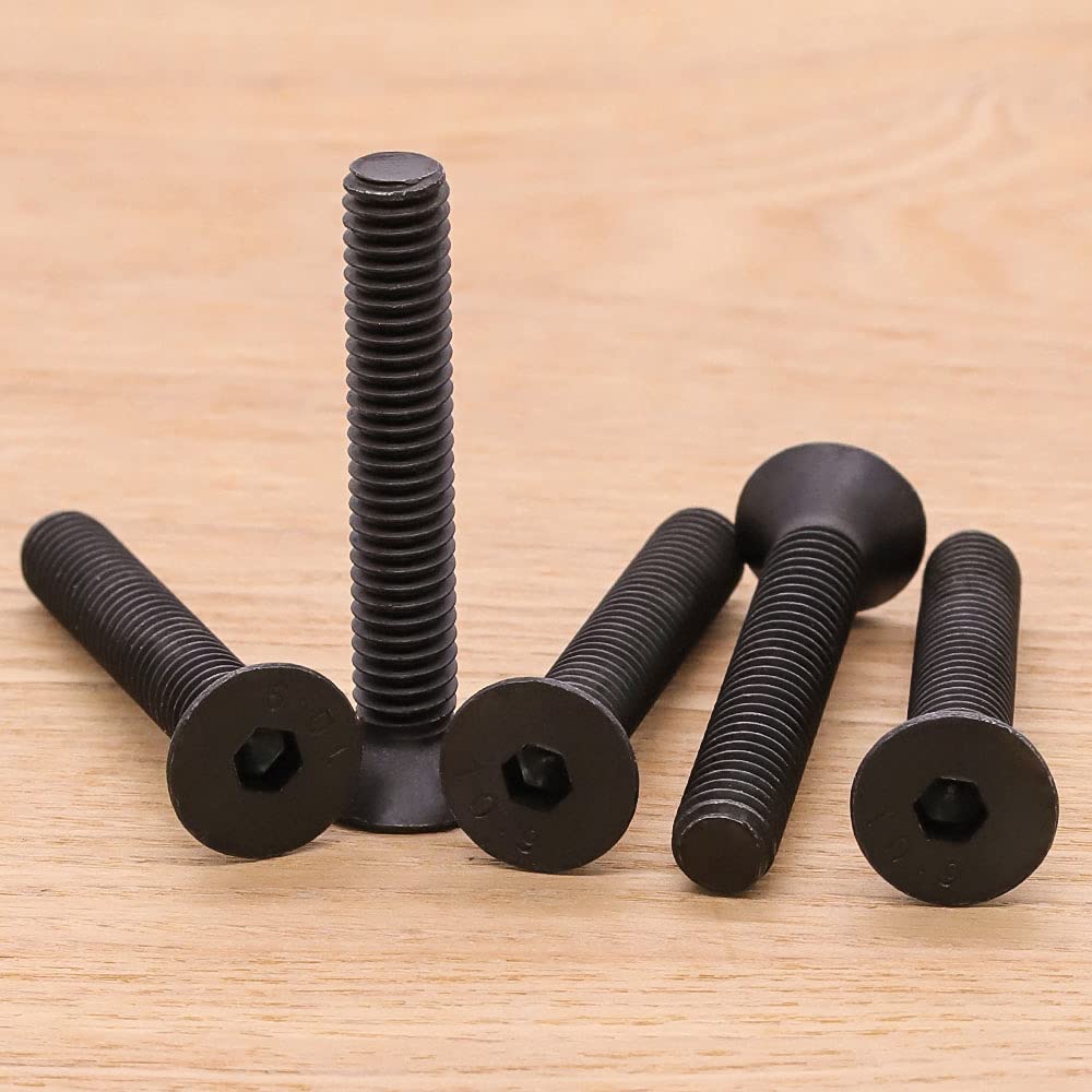 5/16-18 x 3" (20 pcs) Flat Countersunk Head Socket Head Cap Screws, 10.9 Grade Alloy Steel, Black Oxide Finish, Allen Hex Socket Drive, Full Thread, Coarse Thread UNC