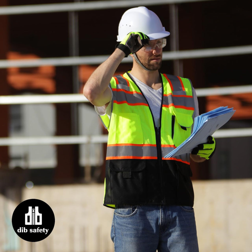 Reflective Safety Vest with Pockets Zipper, Yellow and Black L | Made with 3M Reflective Tape, ANSI Class 2 Compliant