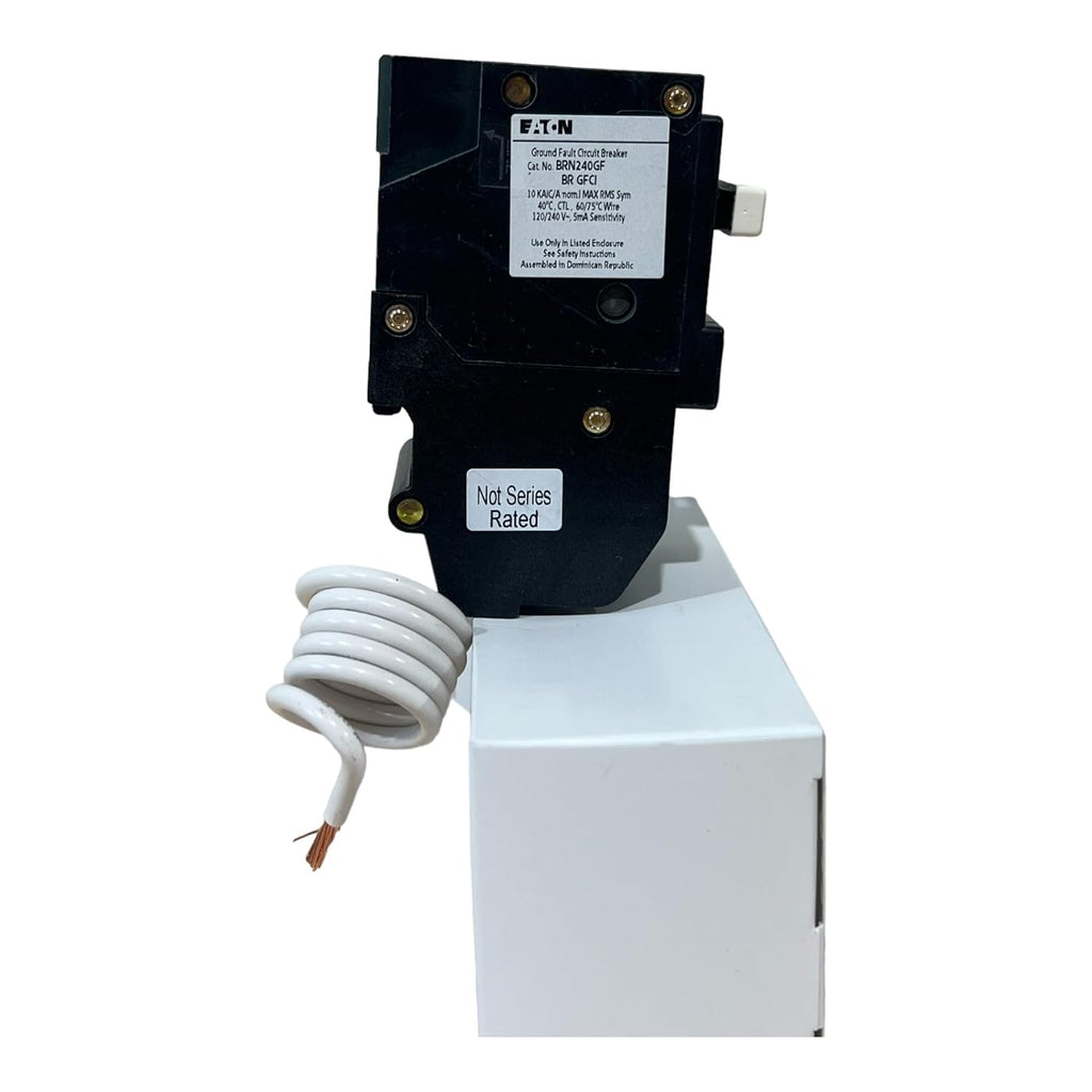 Eaton BRN240GF BR GFCI Circuit Breaker, Ground Fault, Pigtail Neutral, 40 A, 10 KAIC, Two-Pole, 120/240 V