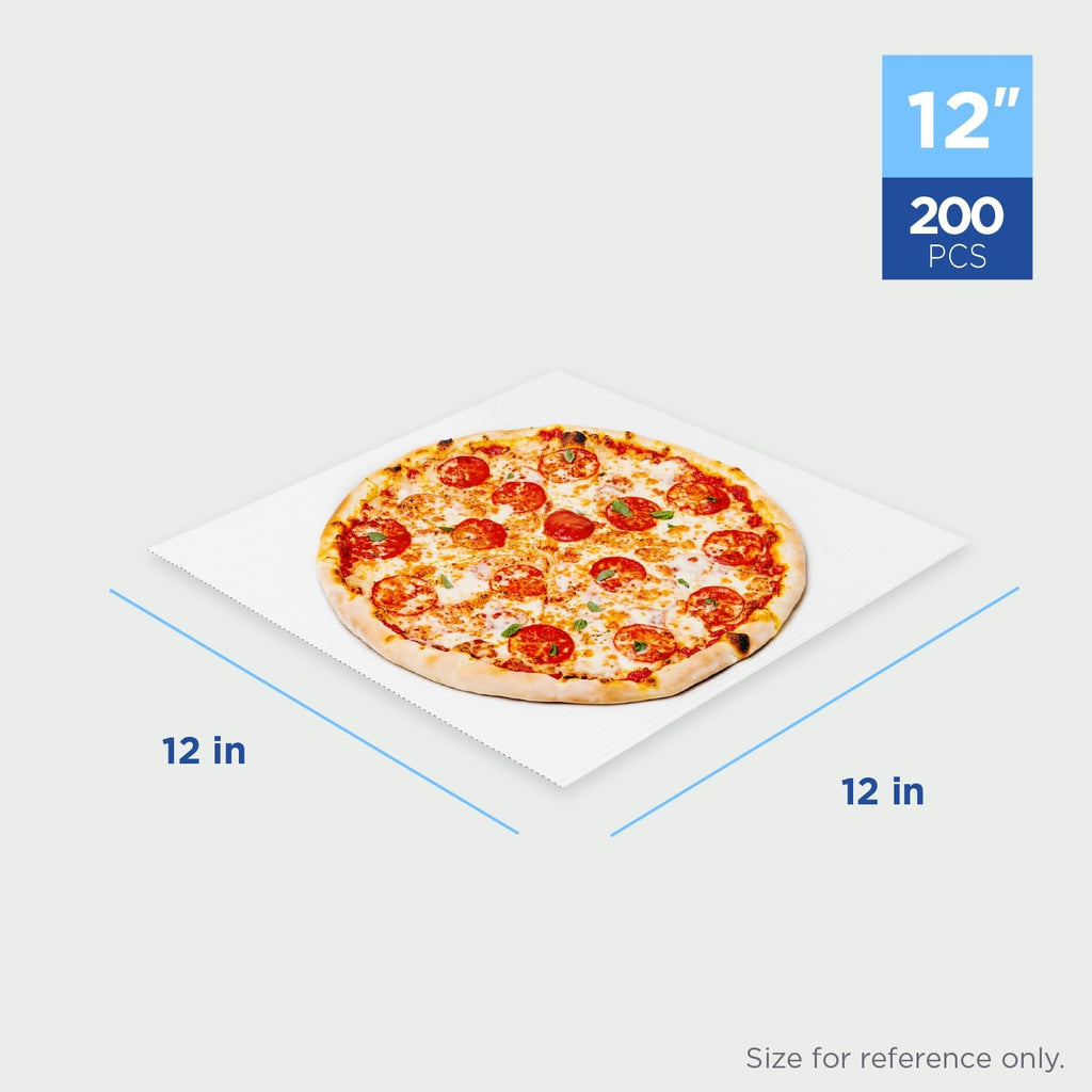 12 x 12 in Corrugated Pizza Pads, White Pizza Box Liners, 200ct