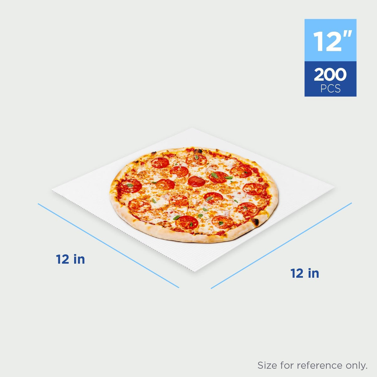 12 x 12 in Corrugated Pizza Pads, White Pizza Box Liners, 200ct