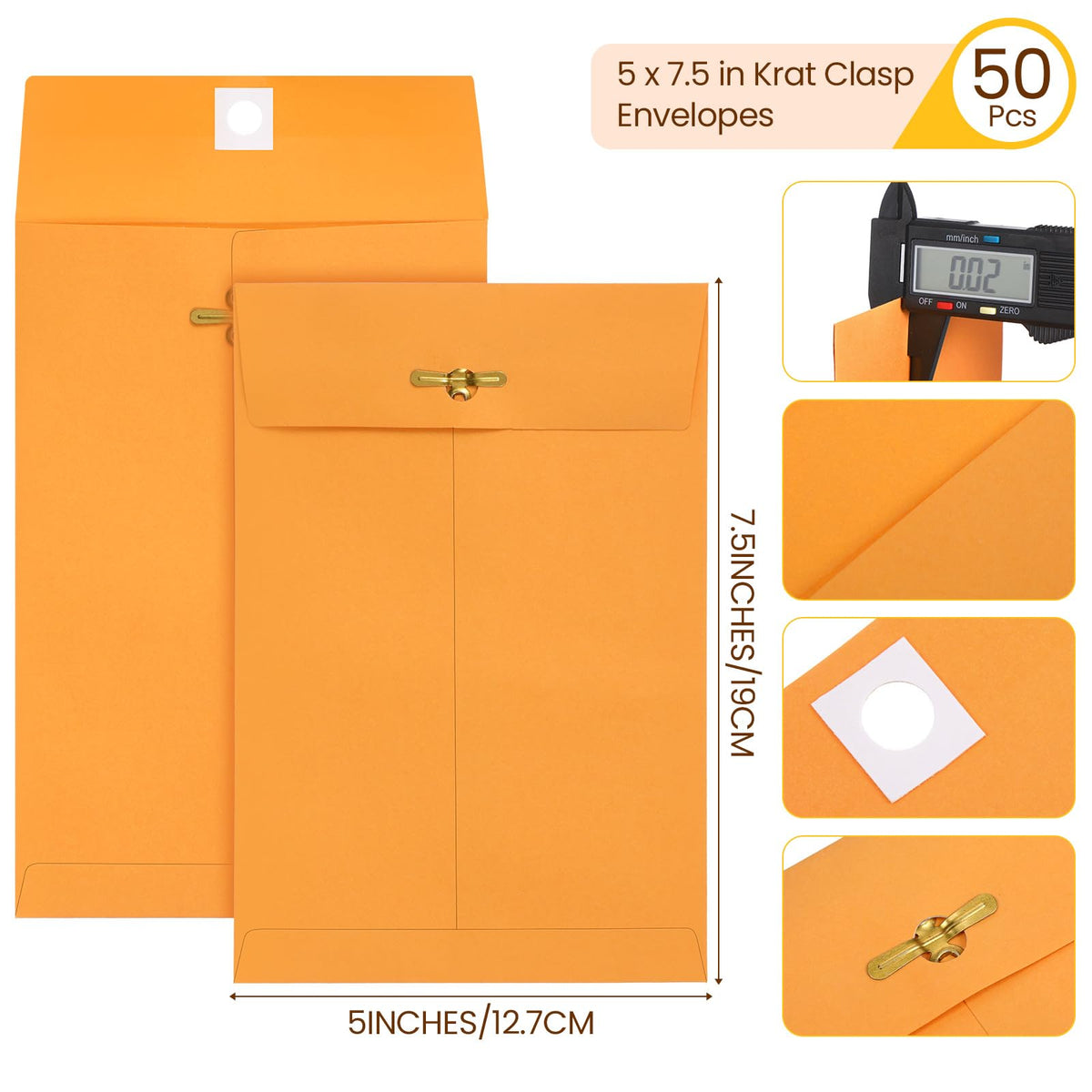 50 Pcs Manilla Clasp Envelopes Kraft Closure