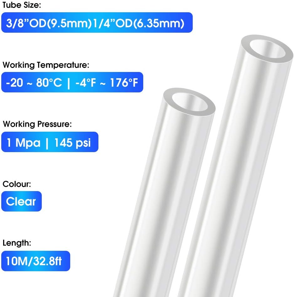 TAILONZ Clear 3/8" OD PU Air Hose 10M/32.8ft