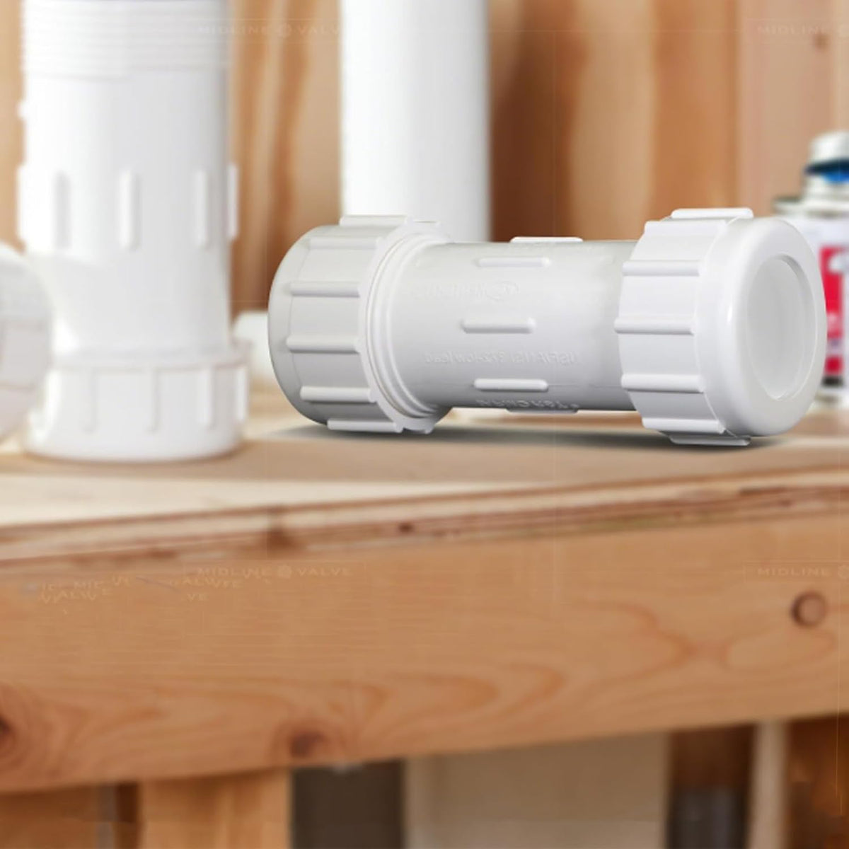 LESSO 1-1/2" PVC Compression Coupling Fittings, 2PCS, NFS White