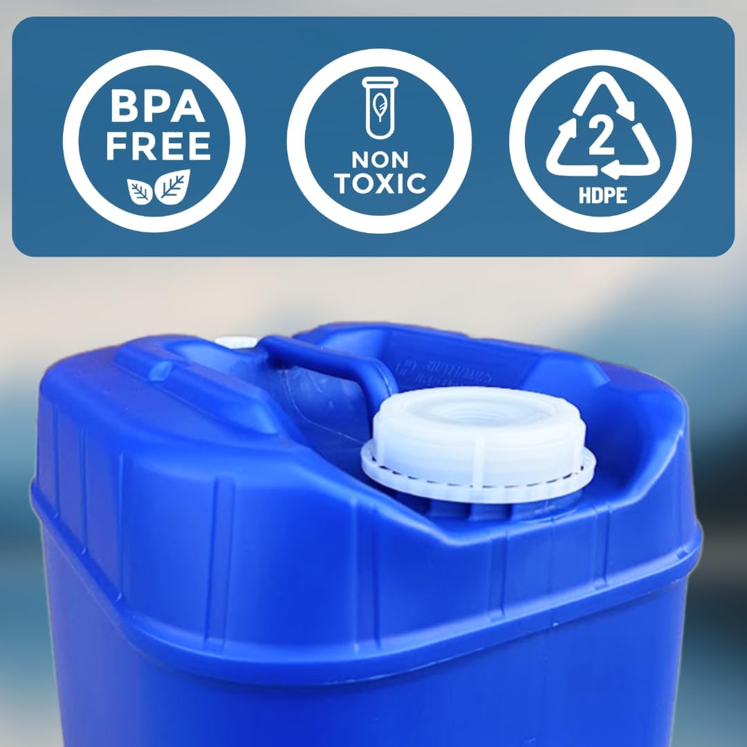 5-Gallon Stackable Water Storage Containers, Water Treatment, 5 Lids + 1 Spigot, Easy Fill, Survial Supply Emergency