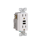 Eaton 3.6A USB Type A Charger with TR Duplex Receptacle 15A/125V Without Wallplate, White