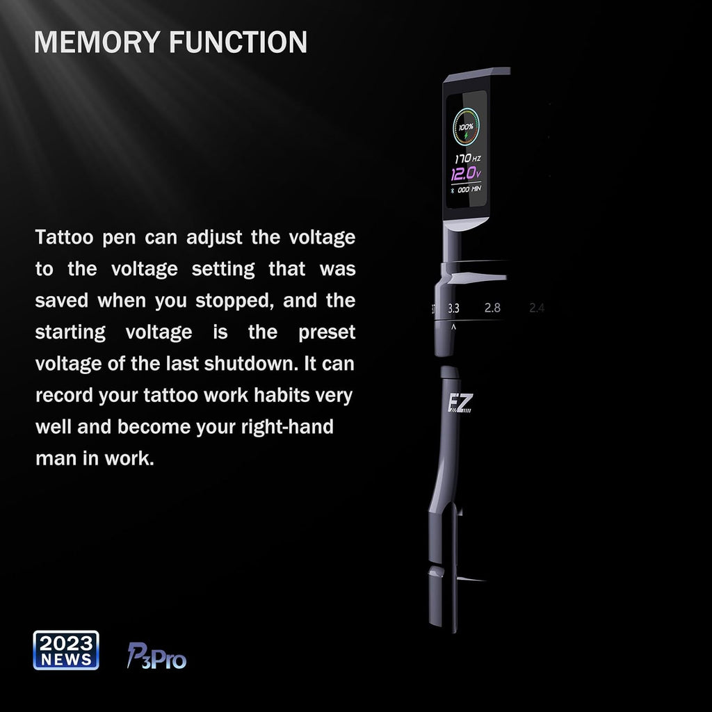 EZ P3 Pro Tattoo Kit, Complete Tattoo Gun Kit 6 Strokes Wireless Tattoo Pen Machine with Extra 1600mAh Power Supply