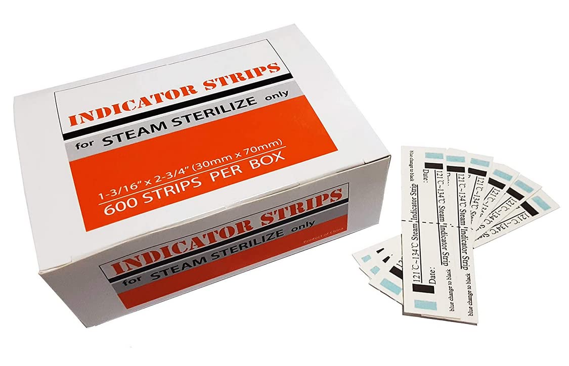 600/Bx Autoclave Sterilization Indicator Strips for Steam Sterilize 1 3/16” x 2 ¾”, Steam Indicator Strips Confirms