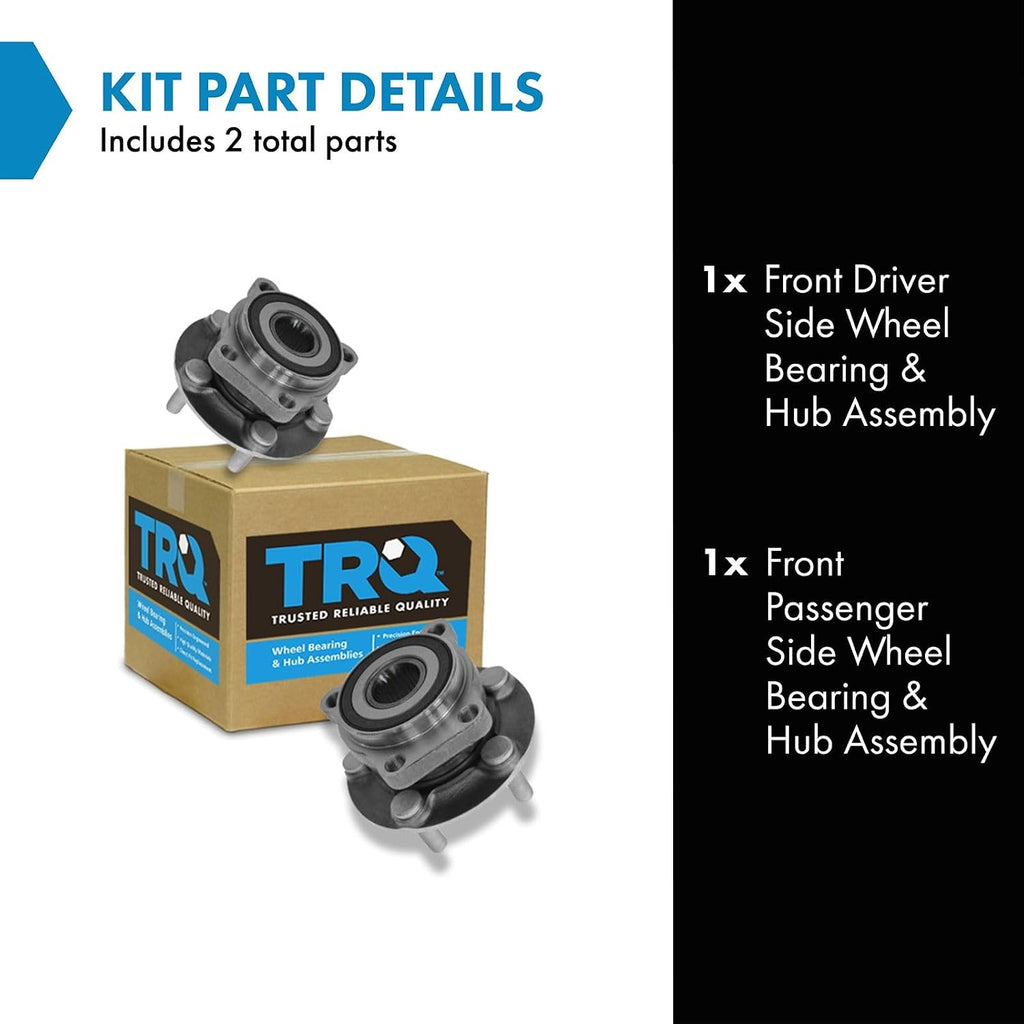 TRQ Front Wheel Bearing & Hub Assembly Set