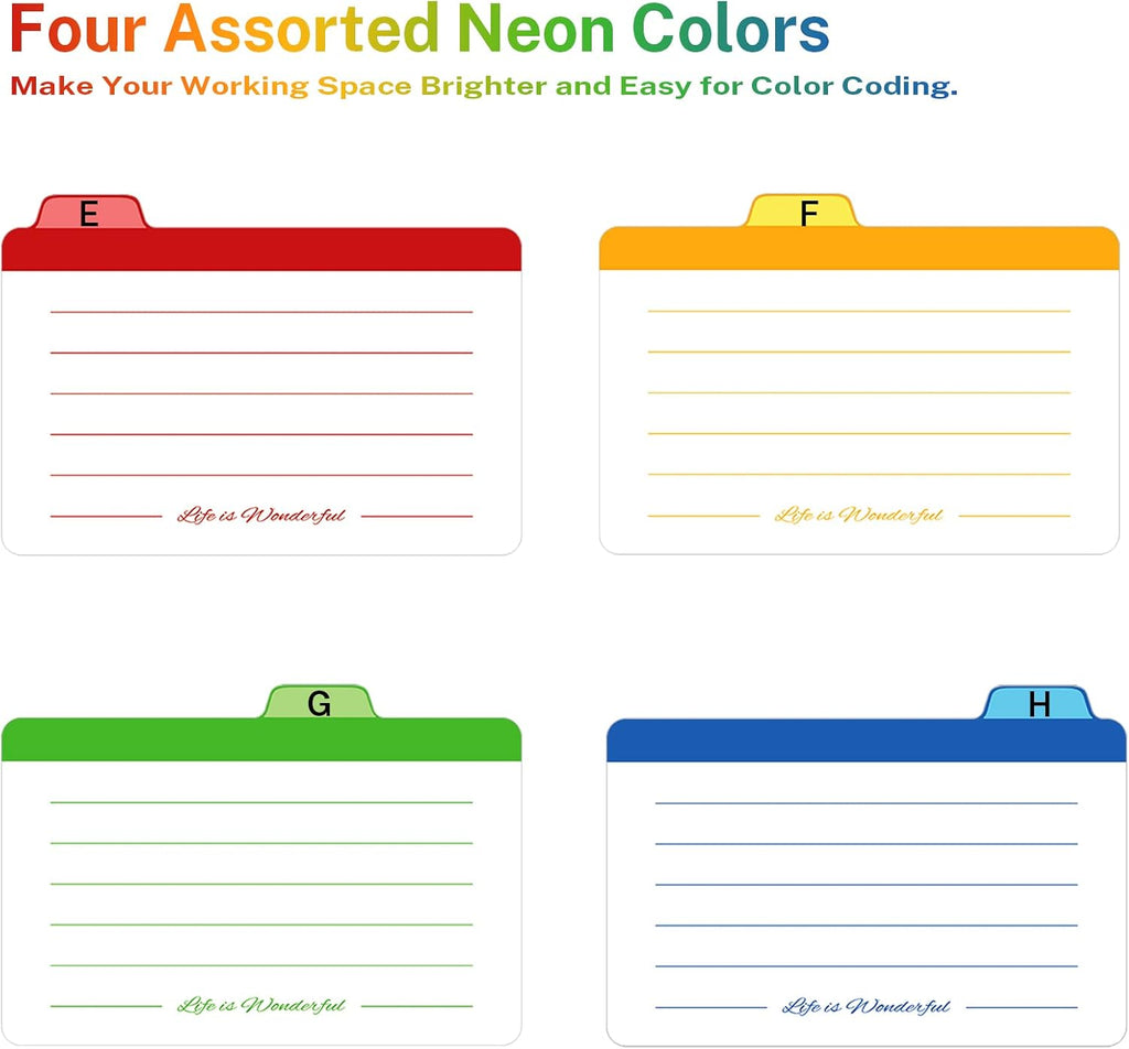 3 x 5 inches Index Card Dividers, Alphabetical Tabbed Index Cards Guides, Colored Note Cards, File and Recipe Guides
